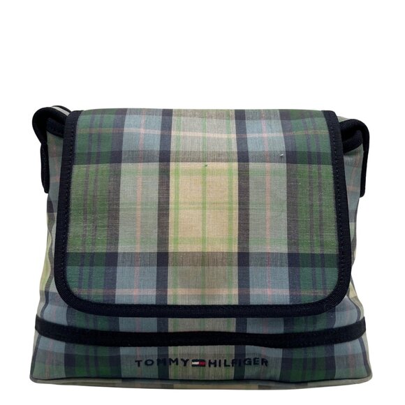 Tommy Hilfiger Blue Plaid Canvas Crossbody - Picture 1 of 10